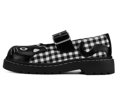 T2363 Black & White Gingham Kitty Mary Jane Black/White T.U.K. Shoes