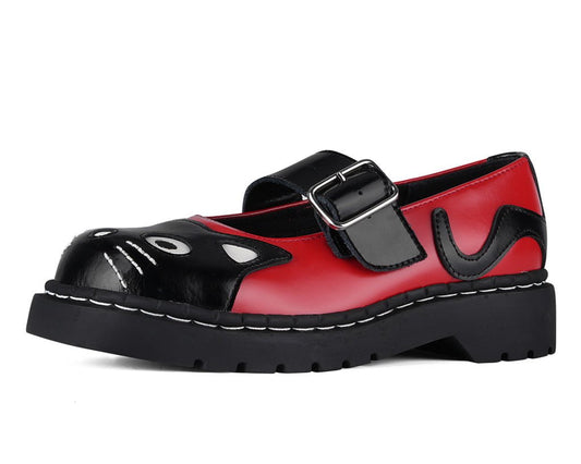 T2360 Black & Red Kitty Mary Jane Black/Red T.U.K. Shoes