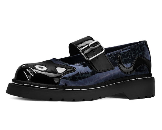 T2366 Black & Grey Leopard Kitty Mary Jane Blackgreyleopard T.U.K. Shoes