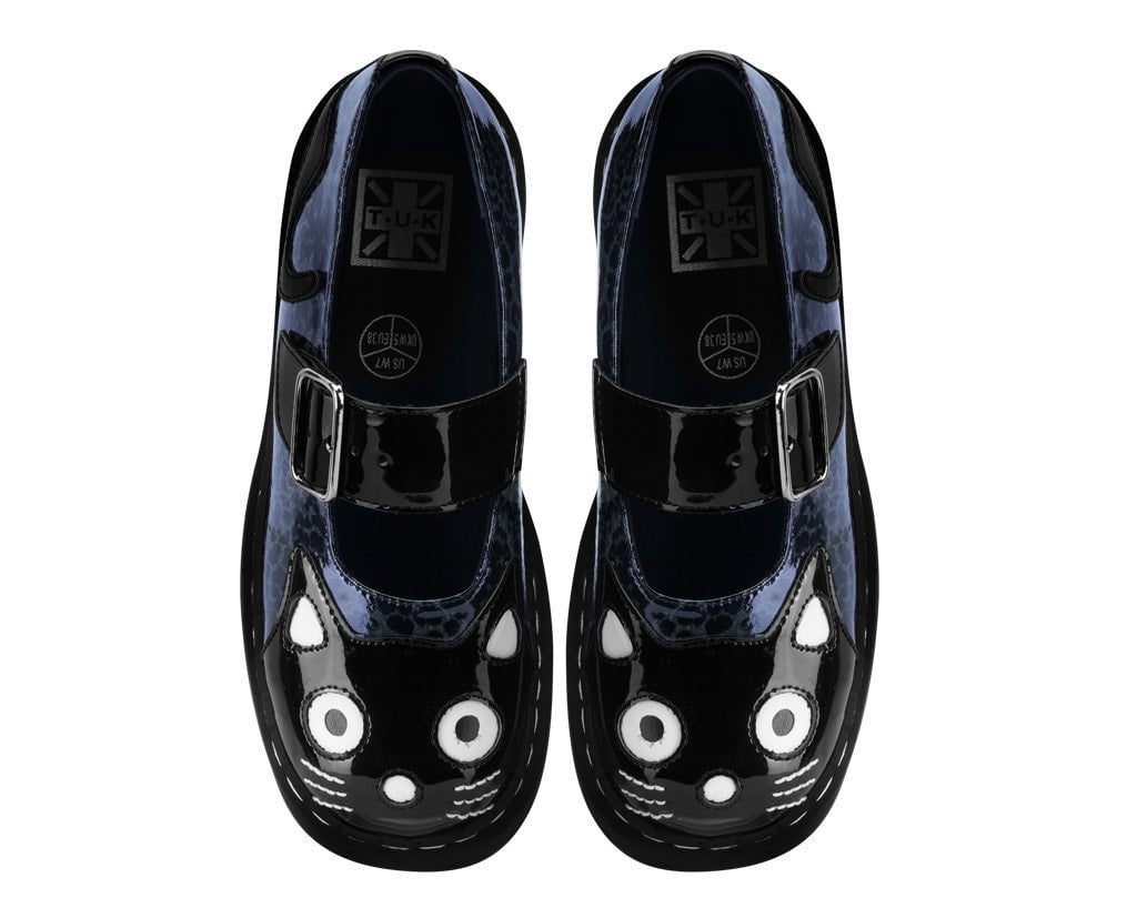 T2366 Black & Grey Leopard Kitty Mary Jane Blackgreyleopard T.U.K. Shoes
