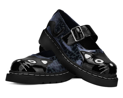 T2366 Black & Grey Leopard Kitty Mary Jane Blackgreyleopard T.U.K. Shoes