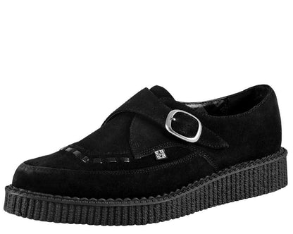 A8139 Suede Pointed Buckle Creeper Black T.U.K. Shoes