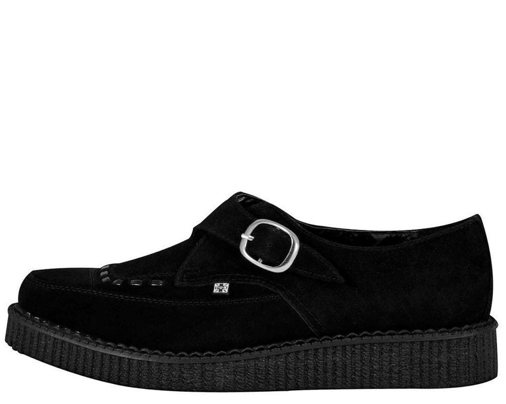 A8139 Suede Pointed Buckle Creeper Black T.U.K. Shoes