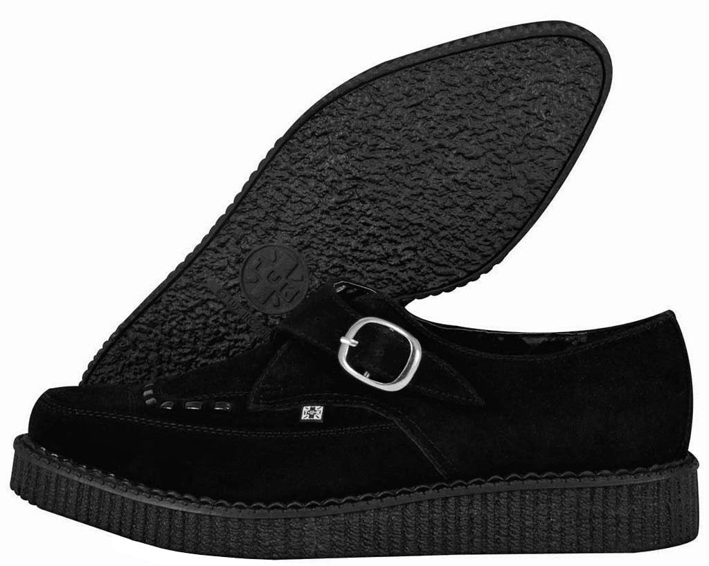 A8139 Suede Pointed Buckle Creeper Black T.U.K. Shoes