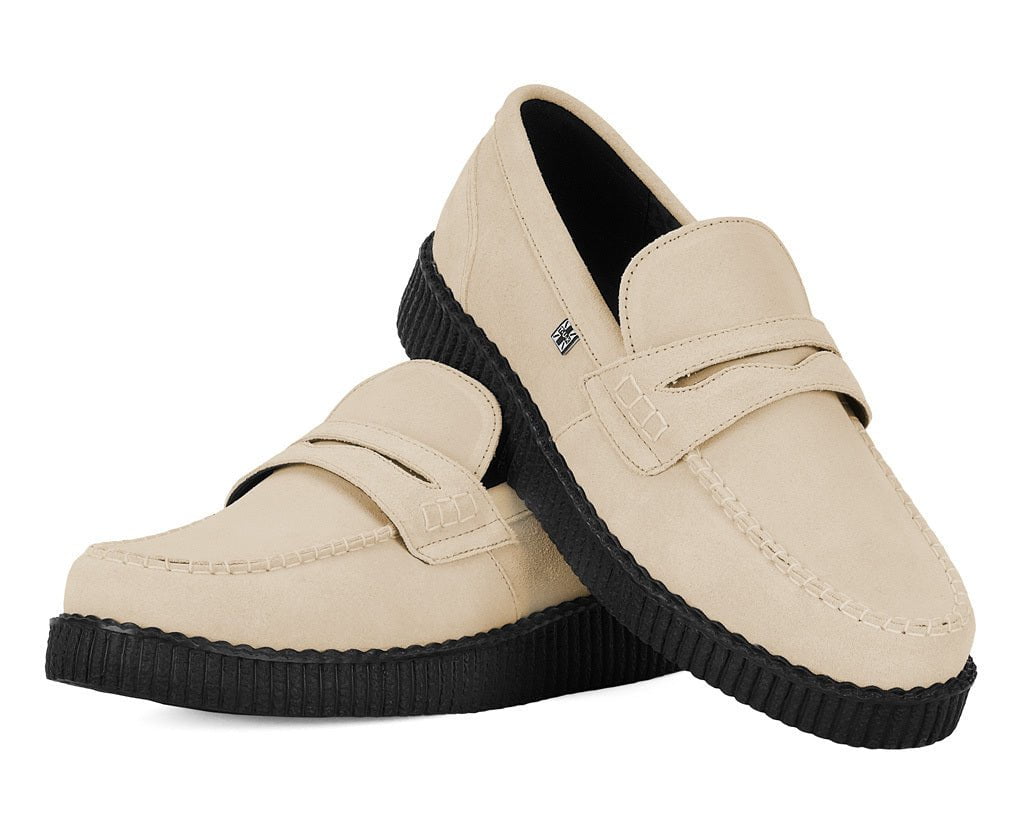 F3417 Tan Suede Penny Loafer Viva Low Creeper Tan T.U.K. Shoes