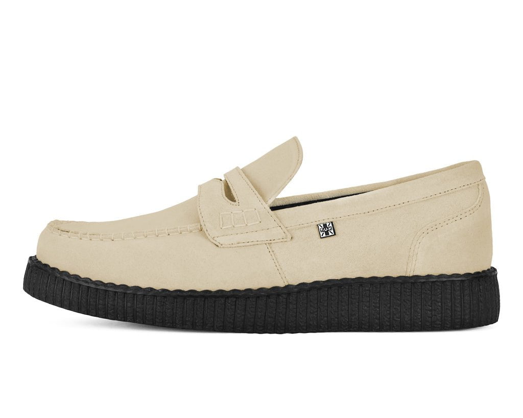 F3417 Tan Suede Penny Loafer Viva Low Creeper Tan T.U.K. Shoes