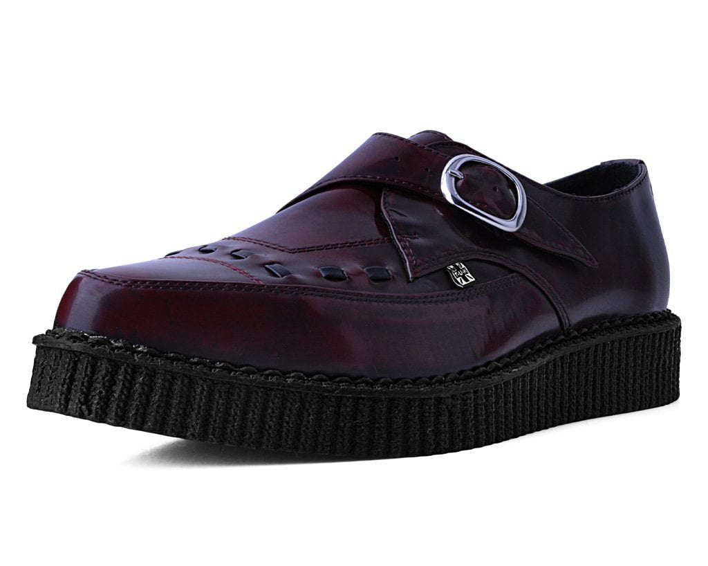 A9856 Burgundy Rub Off TUKskin™ Monk Buckle Creeper Burgundy T.U.K. Shoes