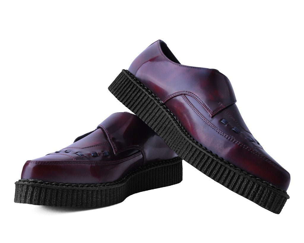 A9856 Burgundy Rub Off TUKskin™ Monk Buckle Creeper Burgundy T.U.K. Shoes