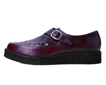 A9856 Burgundy Rub Off TUKskin™ Monk Buckle Creeper Burgundy T.U.K. Shoes