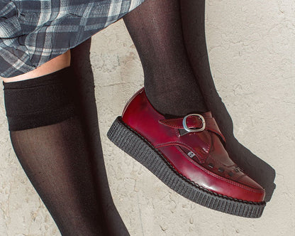 A9856 Burgundy Rub Off TUKskin™ Monk Buckle Creeper Burgundy T.U.K. Shoes