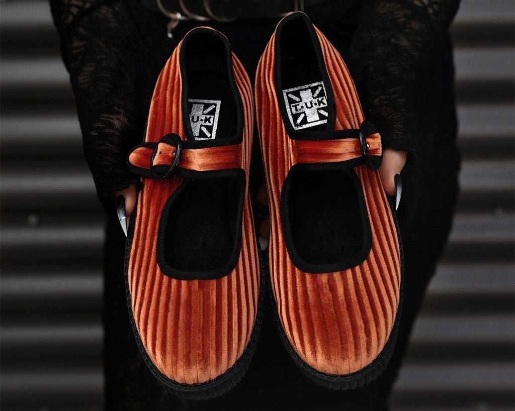 F3215L Orange Corduroy Viva Low Mary Jane Orange T.U.K. Shoes