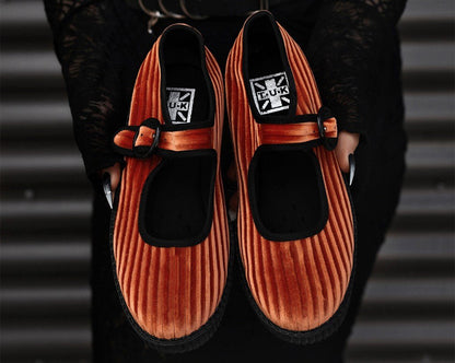 F3215L Orange Corduroy Viva Low Mary Jane Orange T.U.K. Shoes