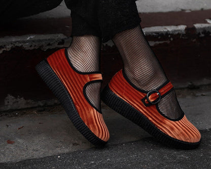 F3215L Orange Corduroy Viva Low Mary Jane Orange T.U.K. Shoes