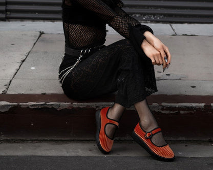 F3215L Orange Corduroy Viva Low Mary Jane Orange T.U.K. Shoes