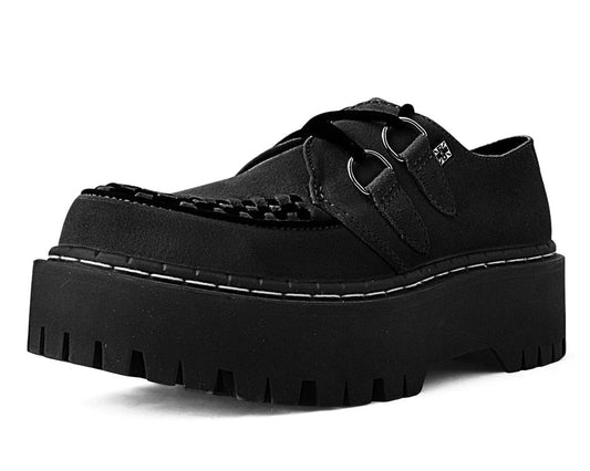 A3051 Black Suede Interlace Double Decker Creeper Black T.U.K. Shoes