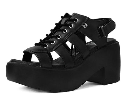 A9962L Black Lace Up Bubble Heel Black T.U.K. Shoes