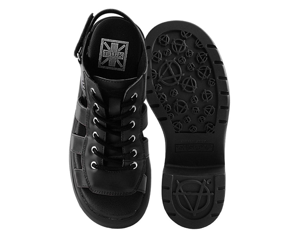 A9962L Black Lace Up Bubble Heel Black T.U.K. Shoes