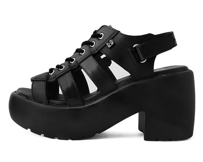 A9962L Black Lace Up Bubble Heel Black T.U.K. Shoes