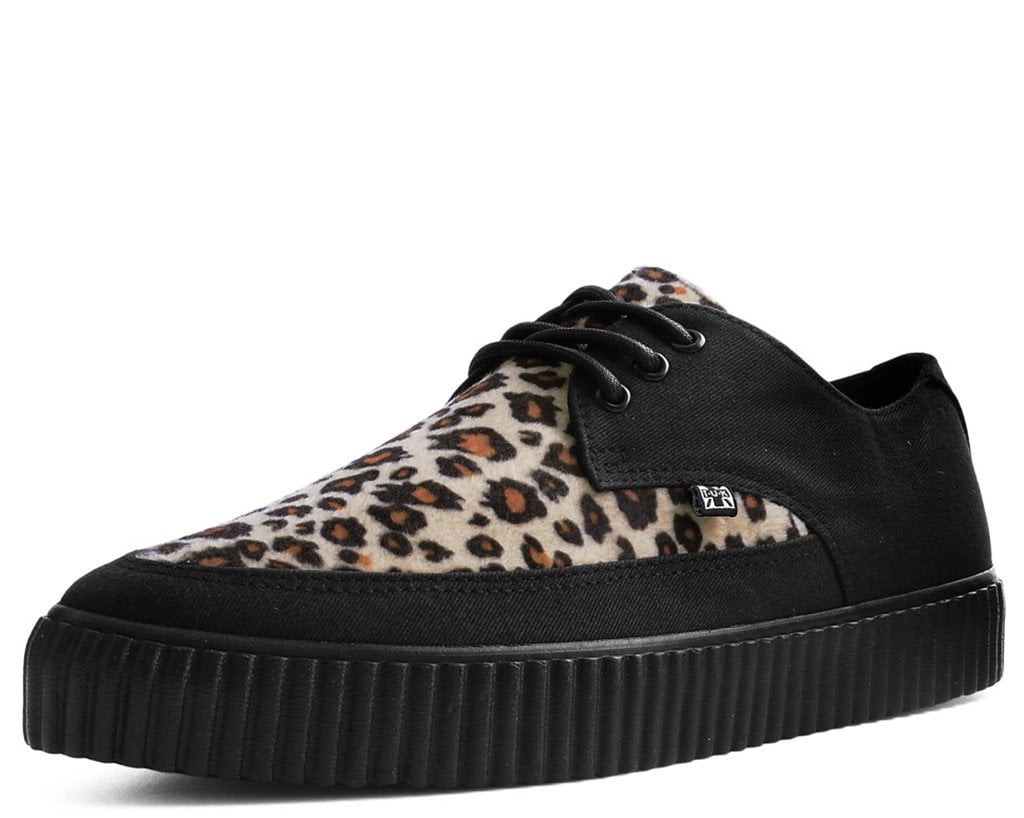 Black & Leopard Tie Pointed Lace Up EZC Black/Yellow T.U.K. Shoes
