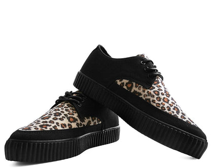 Black & Leopard Tie Pointed Lace Up EZC Black/Yellow T.U.K. Shoes