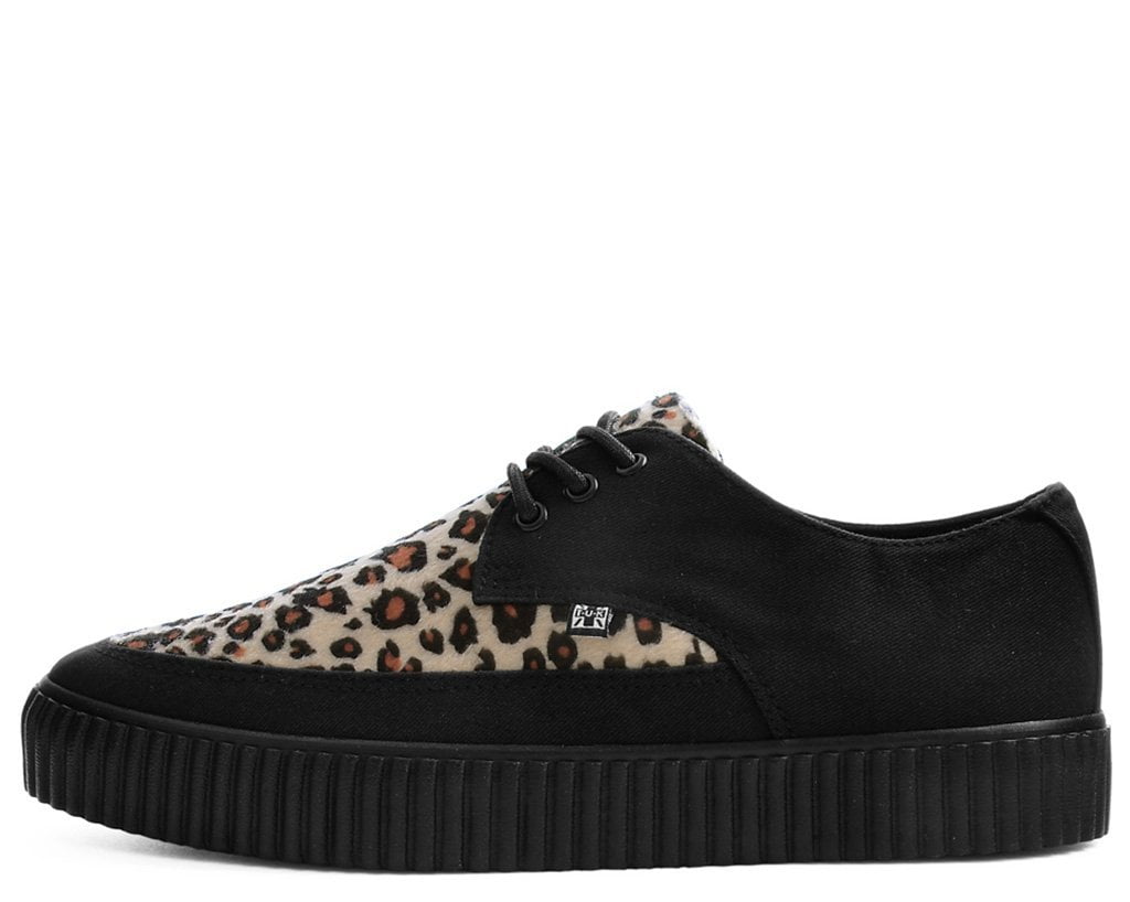 Black & Leopard Tie Pointed Lace Up EZC Black/Yellow T.U.K. Shoes