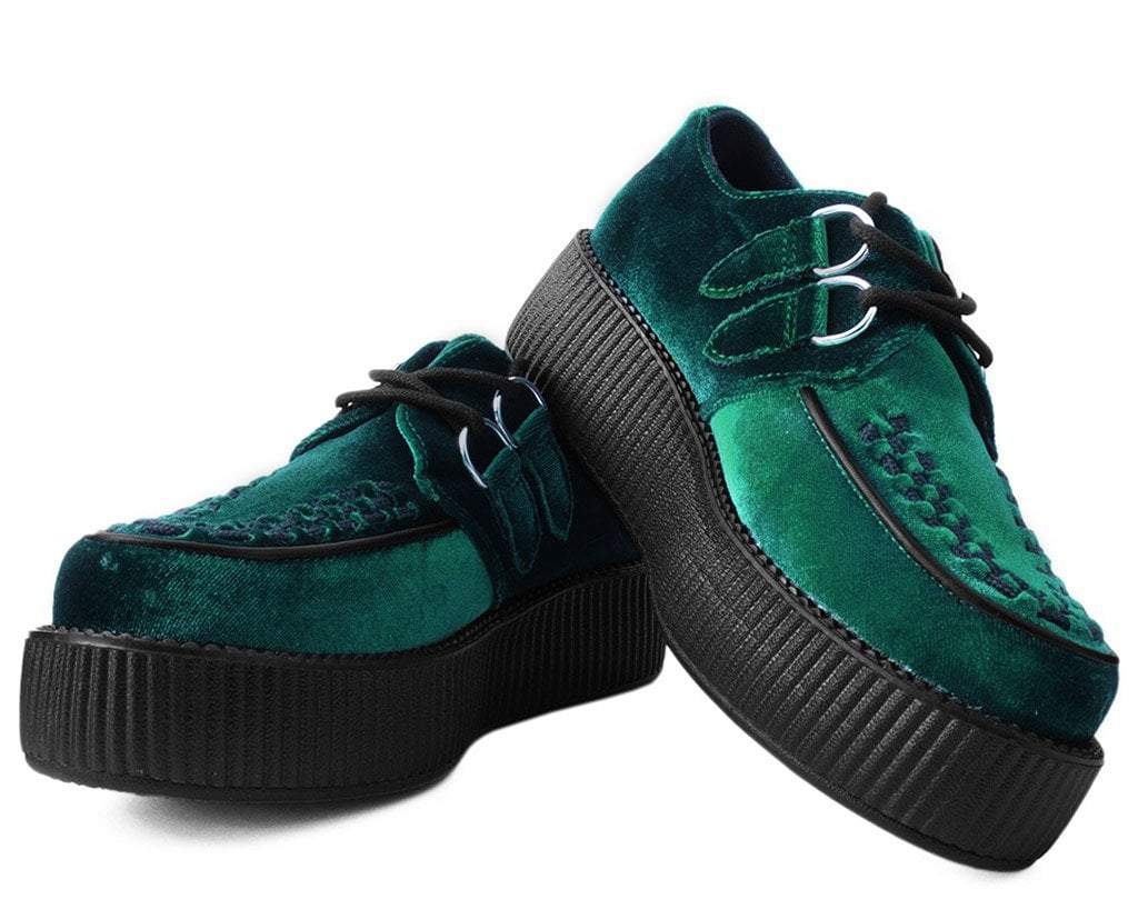 V8535 Emerald Green Velvet Viva Mondo Creeper Green T.U.K. Shoes