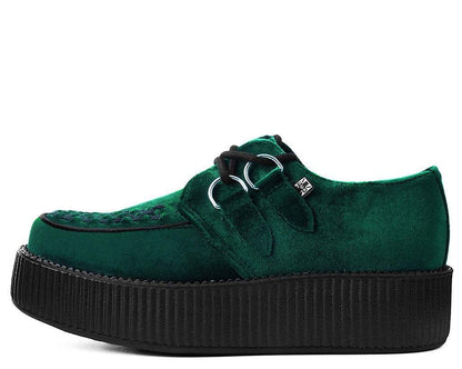 V8535 Emerald Green Velvet Viva Mondo Creeper Green T.U.K. Shoes