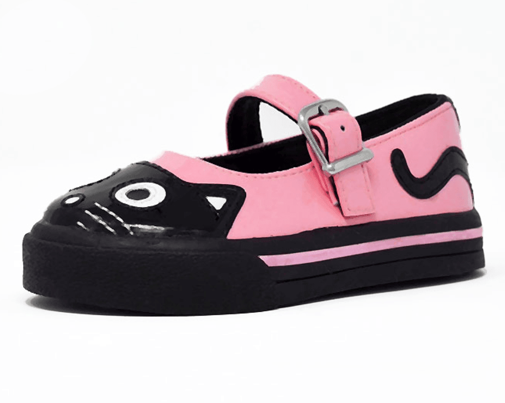 A9726B Black & Pink Kitty Mary Jane Toddler Sneaker Pink T.U.K. Shoes