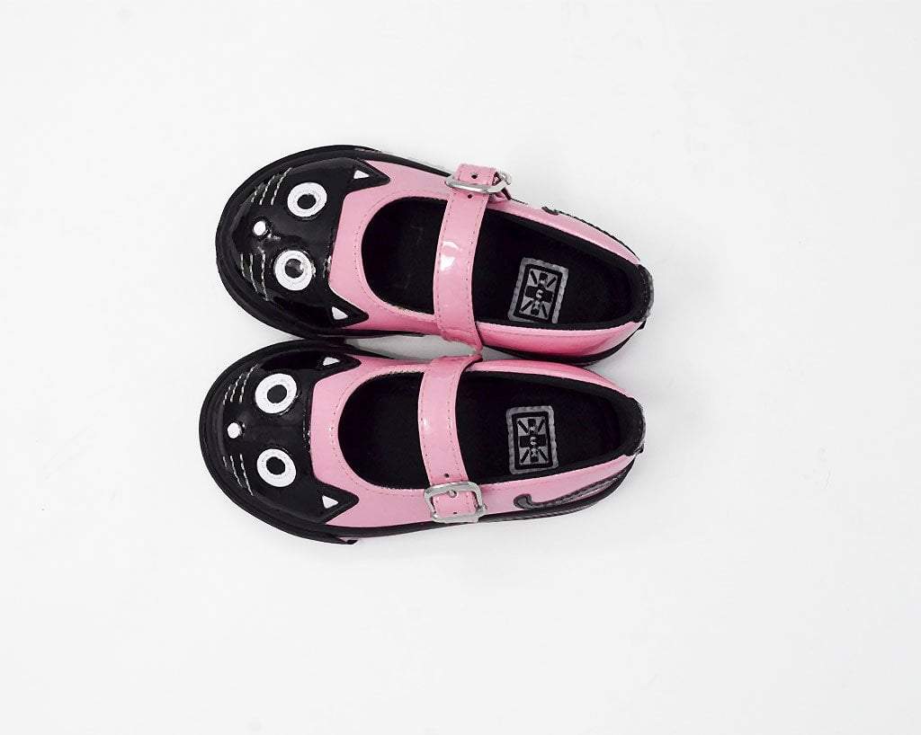 A9726B Black & Pink Kitty Mary Jane Toddler Sneaker Pink T.U.K. Shoes