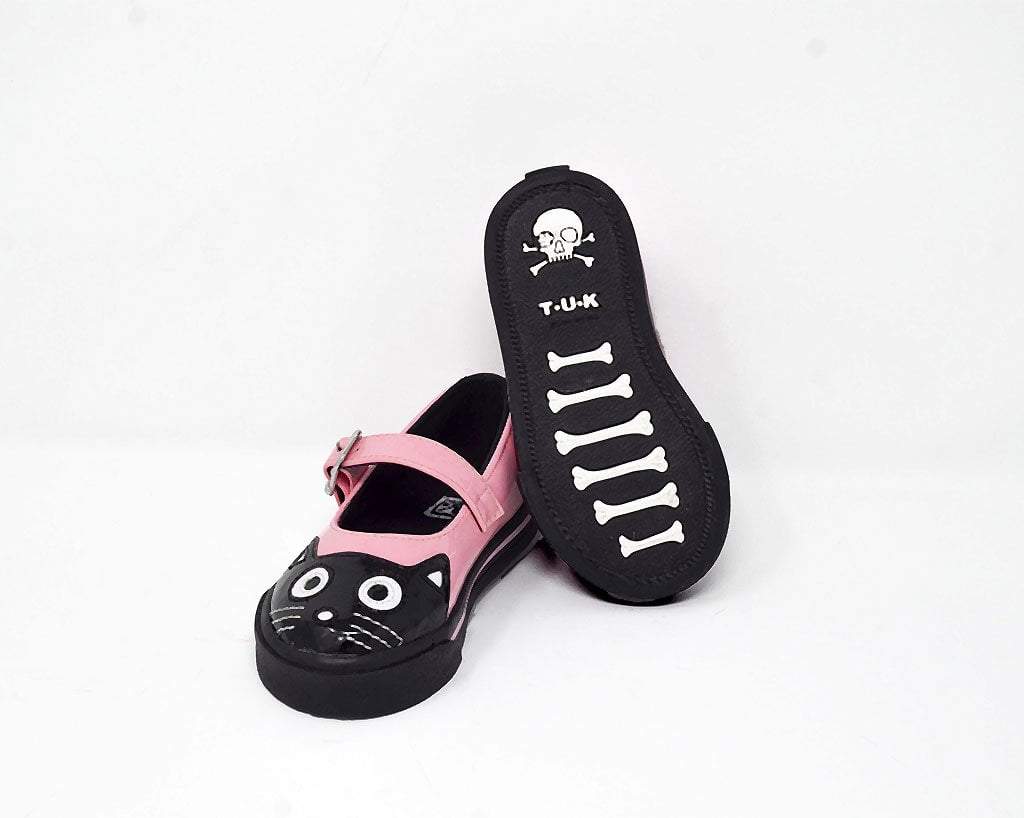 A9726B Black & Pink Kitty Mary Jane Toddler Sneaker Pink T.U.K. Shoes