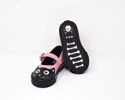 A9726B Black & Pink Kitty Mary Jane Toddler Sneaker Pink T.U.K. Shoes