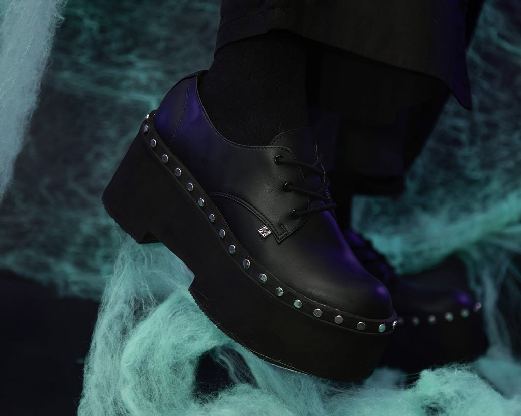 A3296 Black TUKskin Dino Flat Platform Black T.U.K. Shoes