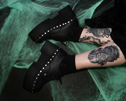 A3296 Black TUKskin Dino Flat Platform Black T.U.K. Shoes