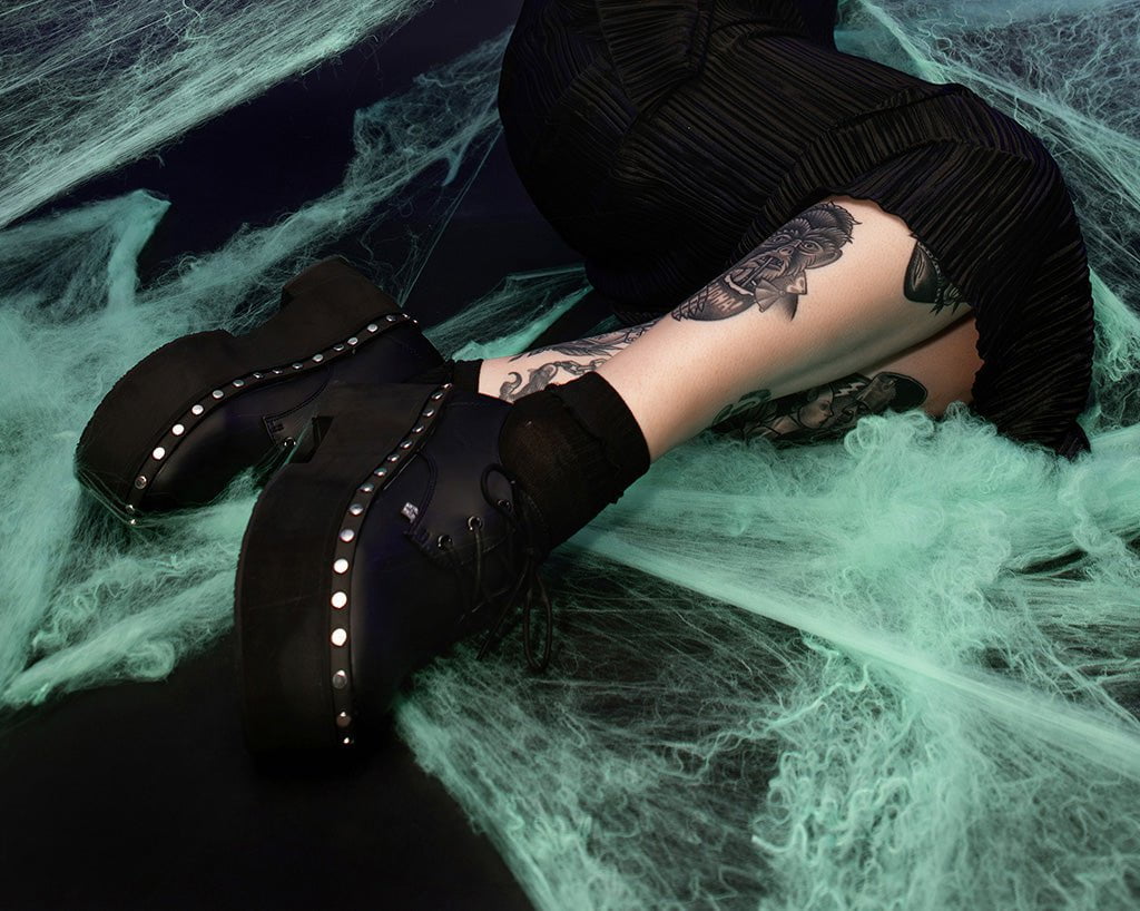 A3296 Black TUKskin Dino Flat Platform Black T.U.K. Shoes
