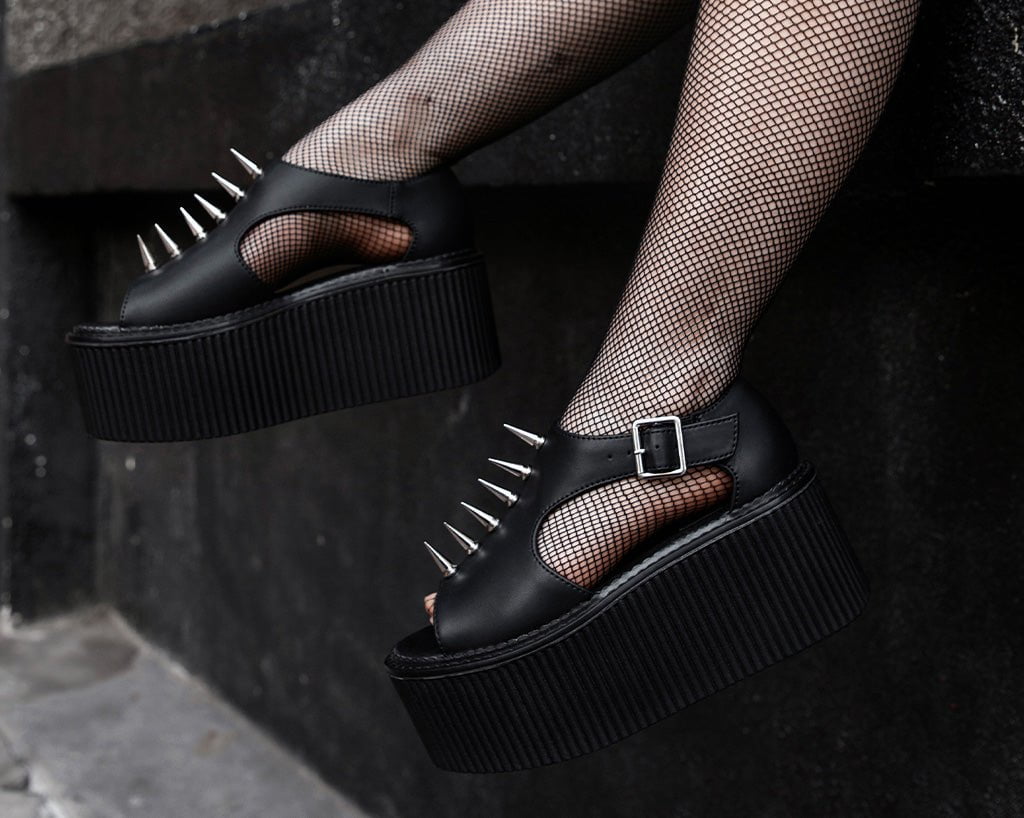 S3348 Black TUKskin Spike Strato Sandal Black T.U.K. Shoes