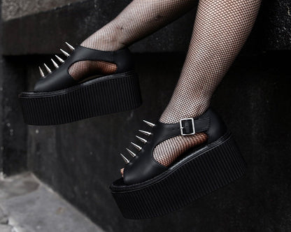 S3348 Black TUKskin Spike Strato Sandal Black T.U.K. Shoes