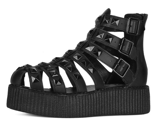 V3383L Black Studded Gladiator Viva Mondo Sandal Black T.U.K. Shoes