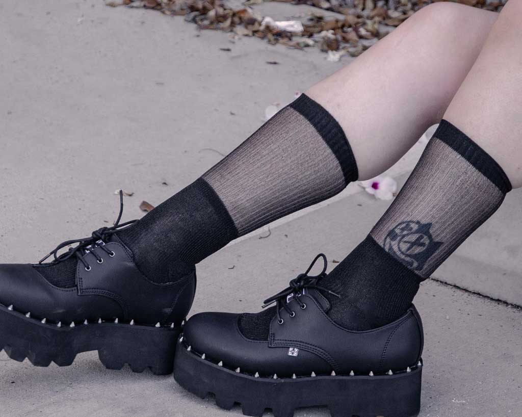 TSK1130 Black Ribbed Glitter Sock TSK1130  T.U.K. Shoes
