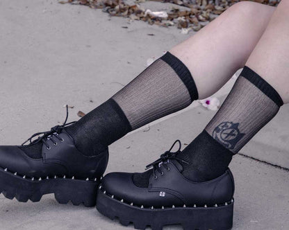 TSK1130 Black Ribbed Glitter Sock TSK1130  T.U.K. Shoes
