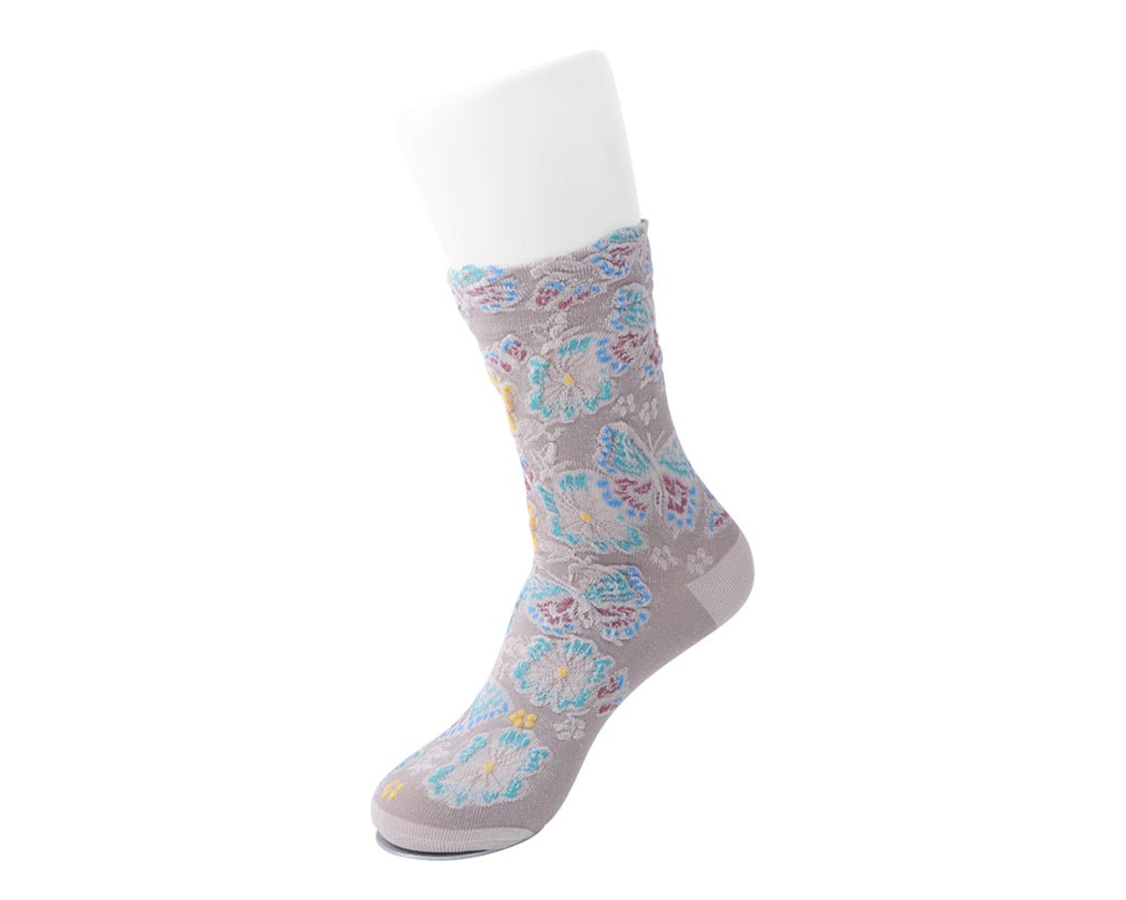 TSK1153 Beige Floral Sock TSK1153-OS  T.U.K. Shoes