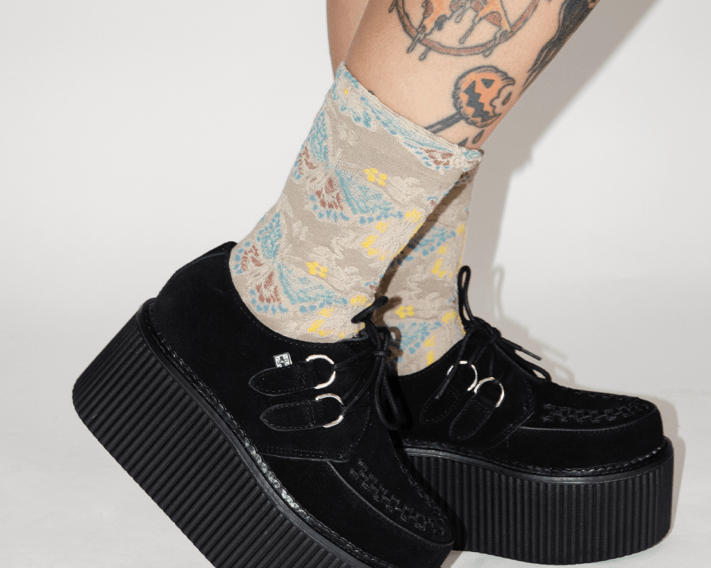 TSK1153 Beige Floral Sock TSK1153-OS  T.U.K. Shoes