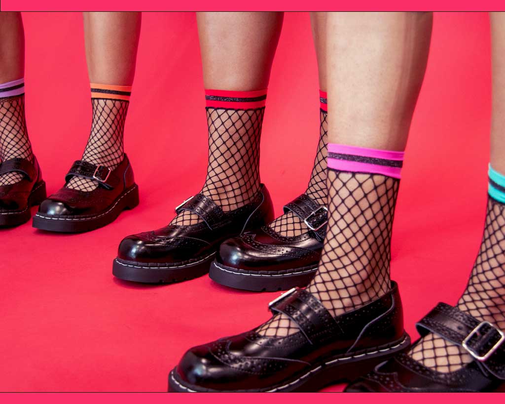TSK1122 Multi-color Band Fishnet 5-Pk Sock TSK1122-OS  T.U.K. Shoes