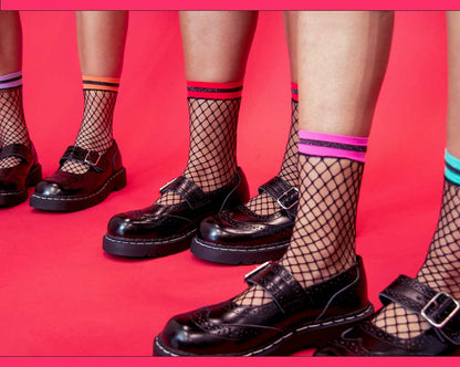 TSK1122 Multi-color Band Fishnet 5-Pk Sock TSK1122-OS  T.U.K. Shoes