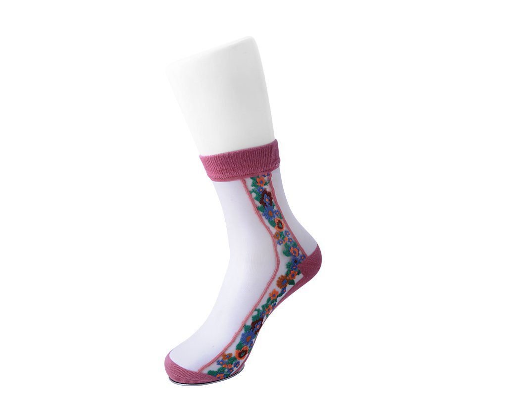 TSK1079 Blush Stripe Floral Sheer Sock TSK1079-OS  T.U.K. Shoes
