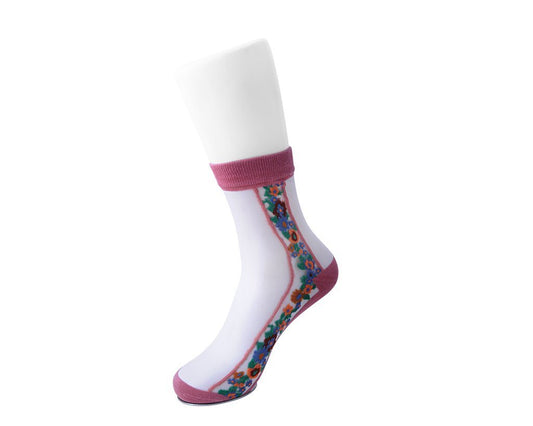 TSK1079 Blush Stripe Floral Sheer Sock TSK1079-OS  T.U.K. Shoes