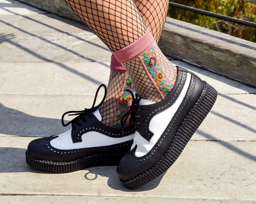 TSK1079 Blush Stripe Floral Sheer Sock TSK1079-OS  T.U.K. Shoes