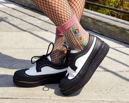 TSK1079 Blush Stripe Floral Sheer Sock TSK1079-OS  T.U.K. Shoes