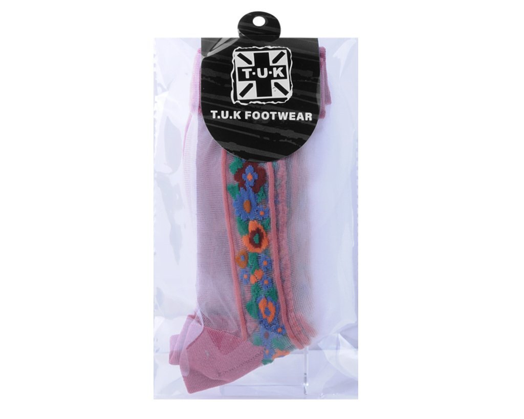 TSK1079 Blush Stripe Floral Sheer Sock TSK1079-OS  T.U.K. Shoes