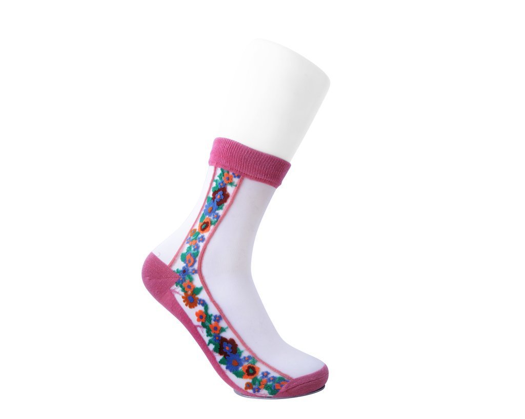 TSK1079 Blush Stripe Floral Sheer Sock TSK1079-OS  T.U.K. Shoes