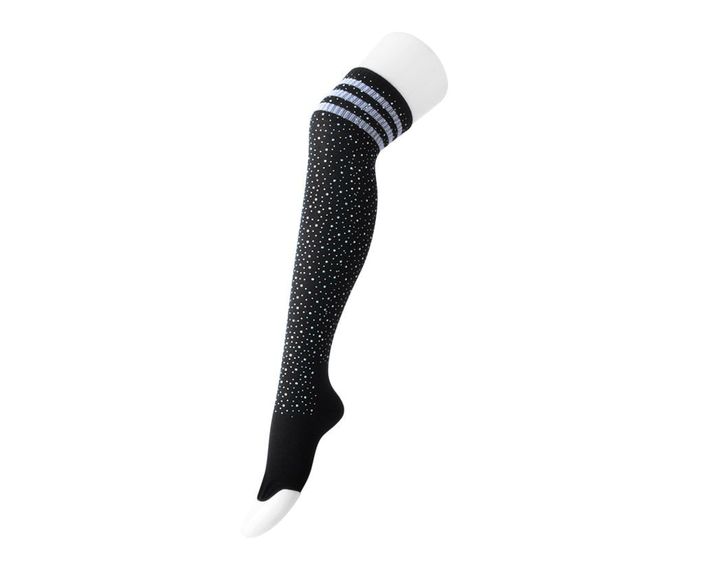 TSK1125 Black Varsity Rhinestone Over-The-Knee Sock TSK1125-OS  T.U.K. Shoes